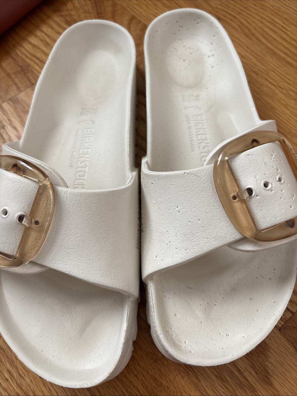 Birkenstock Madrid Big Buckle EVA White Sandals Women Size US 8-8 1/2 EU 39